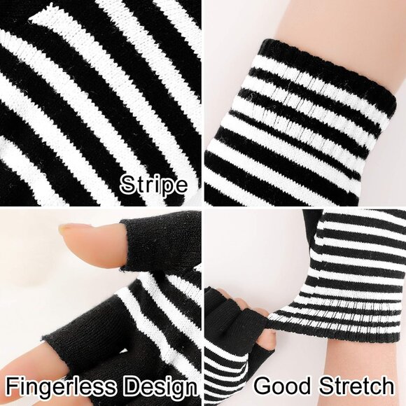 Unisex Stretchy Fingerless Hand Warmer Skeleton Gloves - Picture 4 of 5